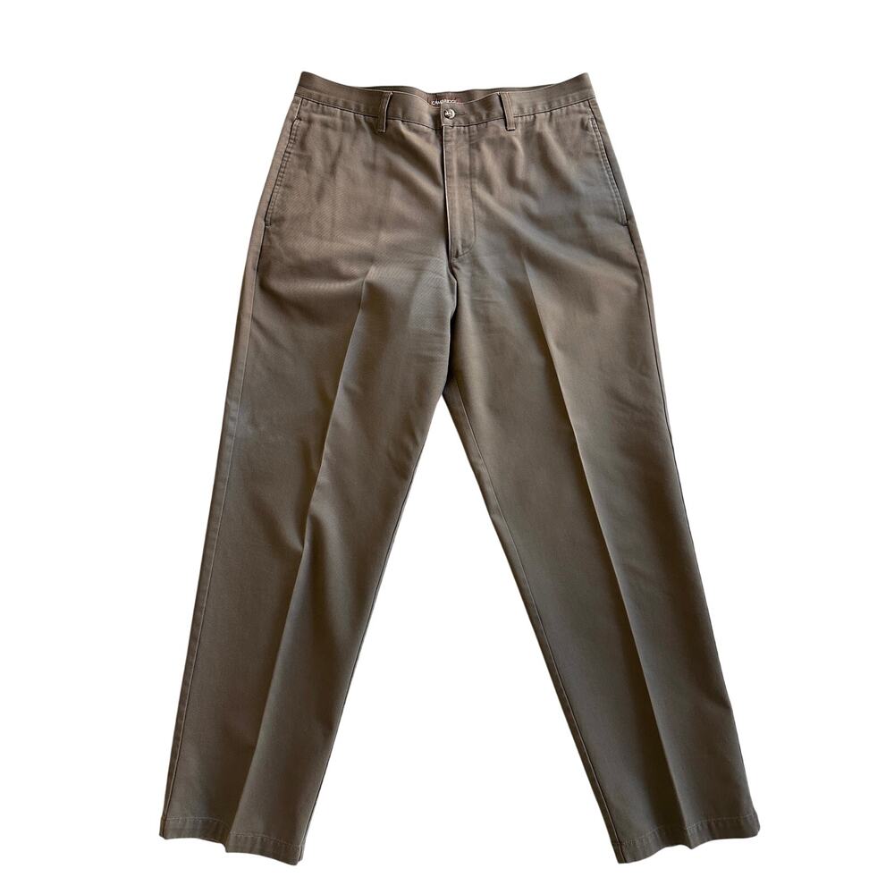 Cambridge Classics Mens Brown Cotton Chino Pants 36x34 Flat Front Academia